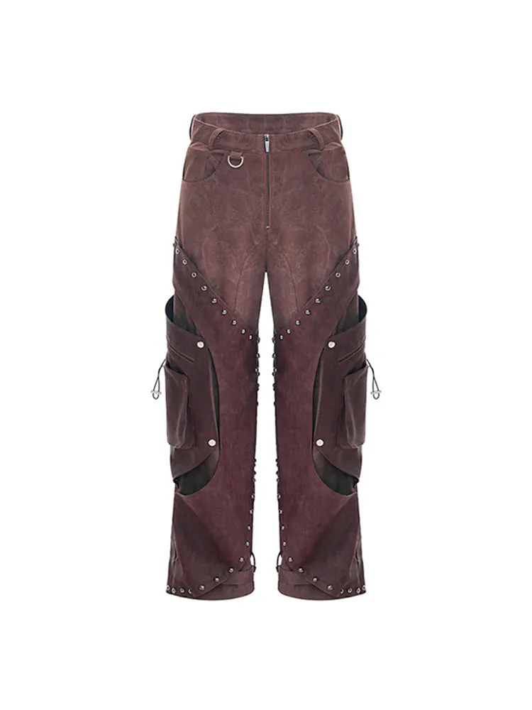 【24s Nov.】Rivet Panel Multi-pocket Straight-leg Trousers