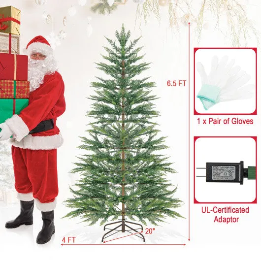 6.5/7.5 Feet Artificial Cypress Christmas Tree Pre-lit Hinged-6.5 ft