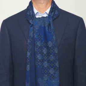 Blue Nebrodi Double Face Wool Scarf