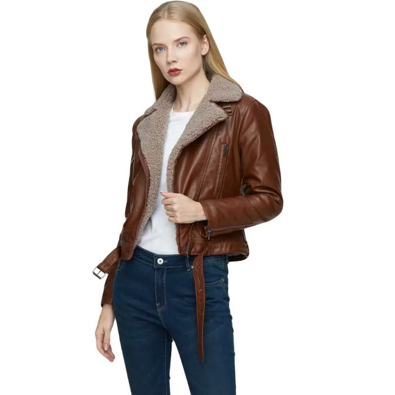 Brown Leather Lammy Jacket Women