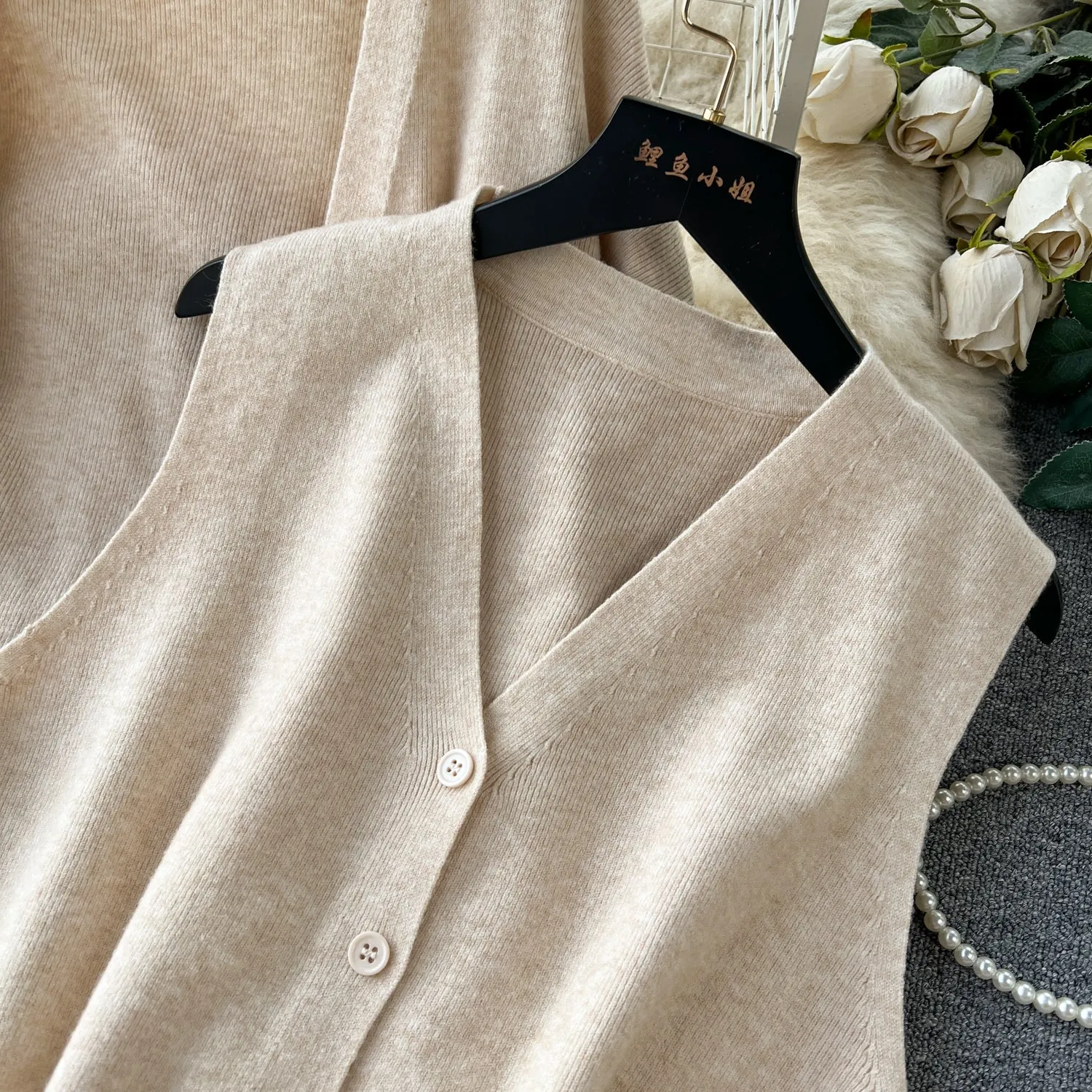 Cardigan&Vest&Trousers Knitted 3Pcs