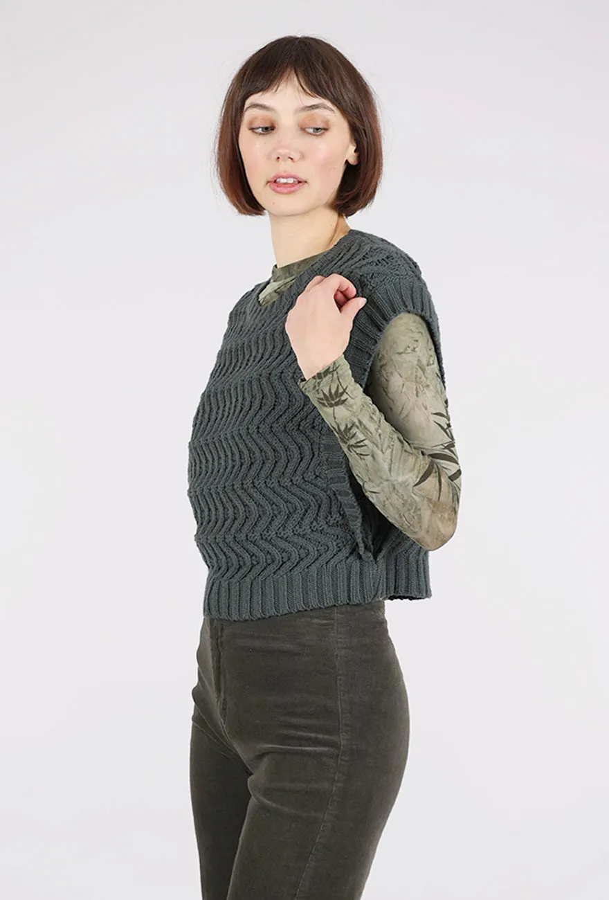 Cotton Crop Sweater Vest, Deep Lake