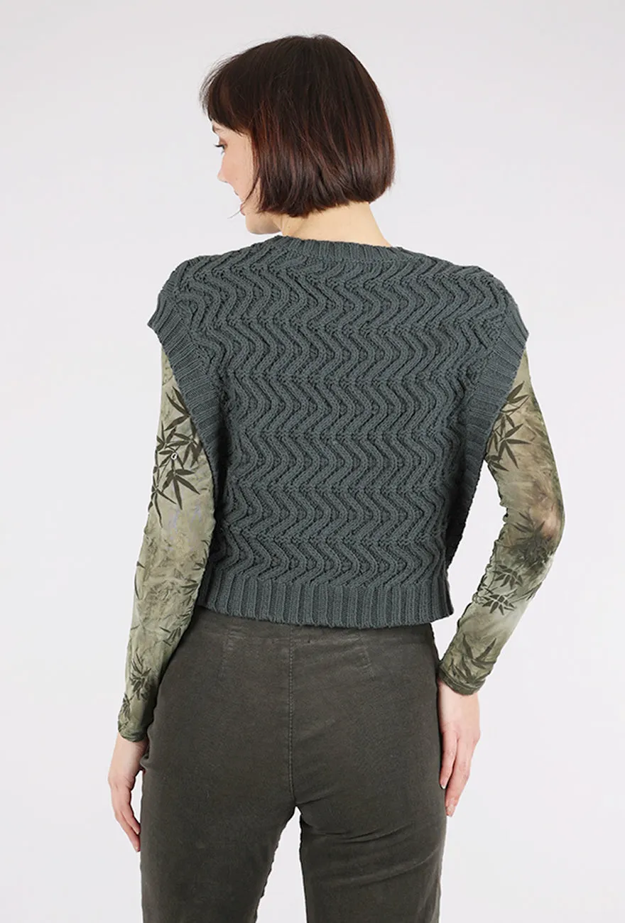 Cotton Crop Sweater Vest, Deep Lake