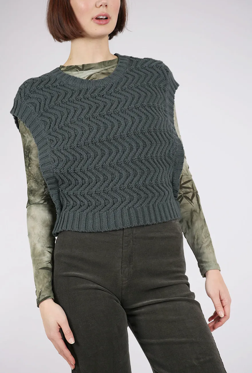 Cotton Crop Sweater Vest, Deep Lake