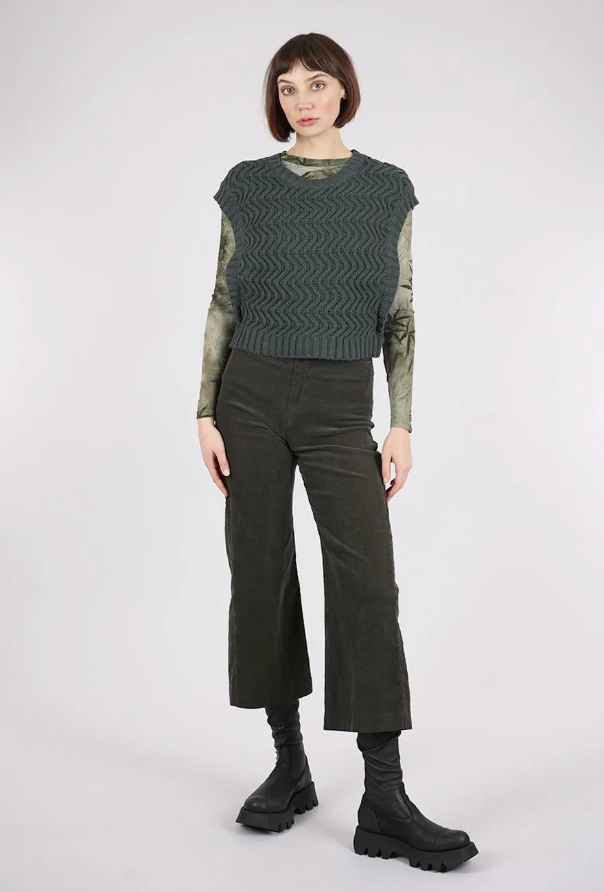 Cotton Crop Sweater Vest, Deep Lake