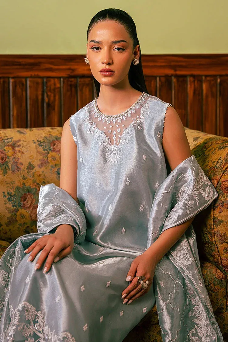 Cross Stitch - Embroidered Chiffon Collection - Hazy Blue