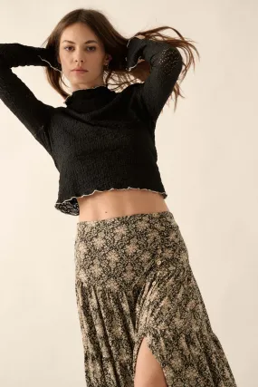 Dainty Daisy Floral Lace Mock-Neck Top