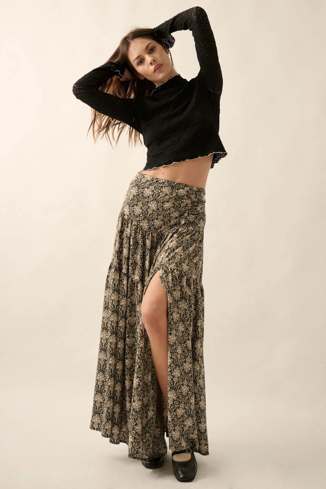 Dainty Daisy Floral Lace Mock-Neck Top