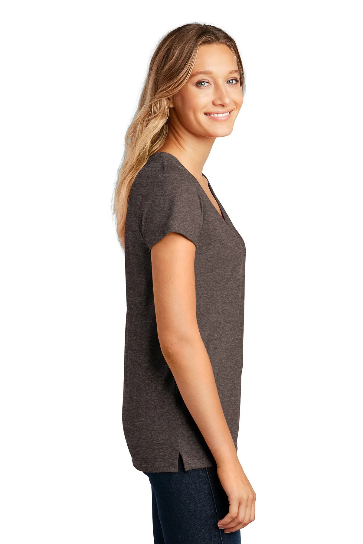 District Women Re-Tee V-Necks, Deep BrownHeather