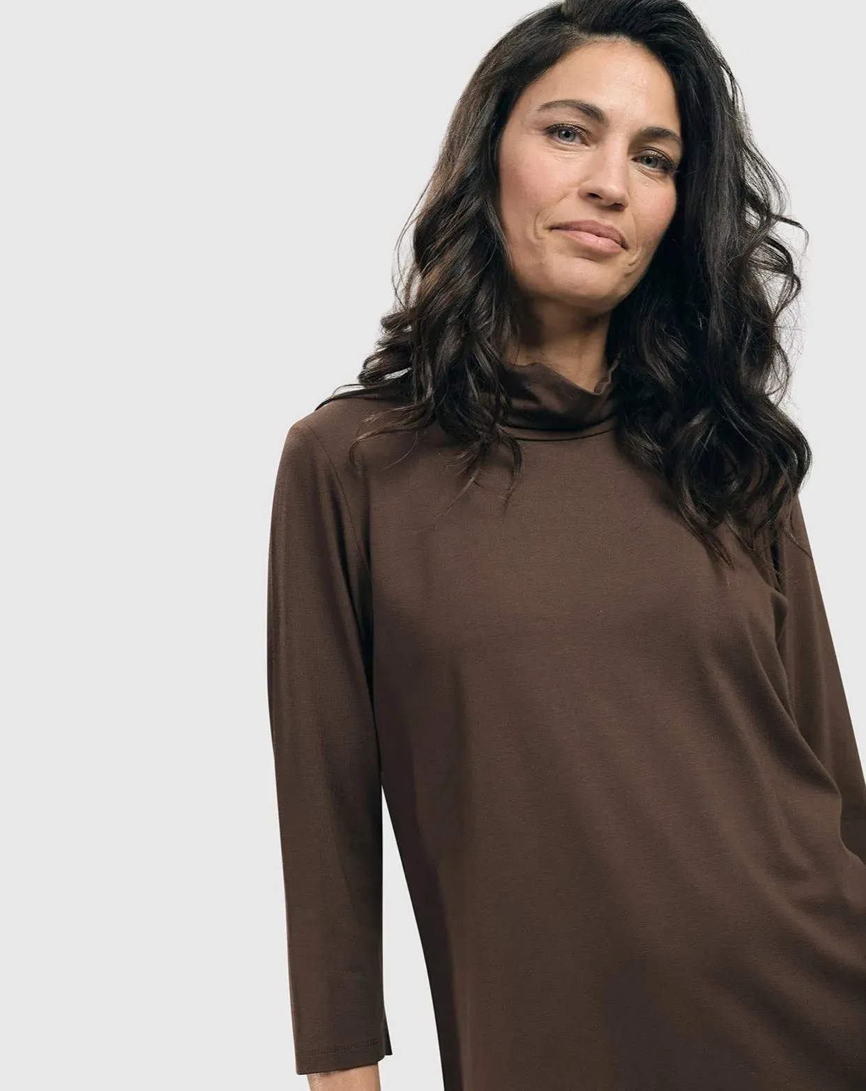 Essential Mockneck Top, Coffee