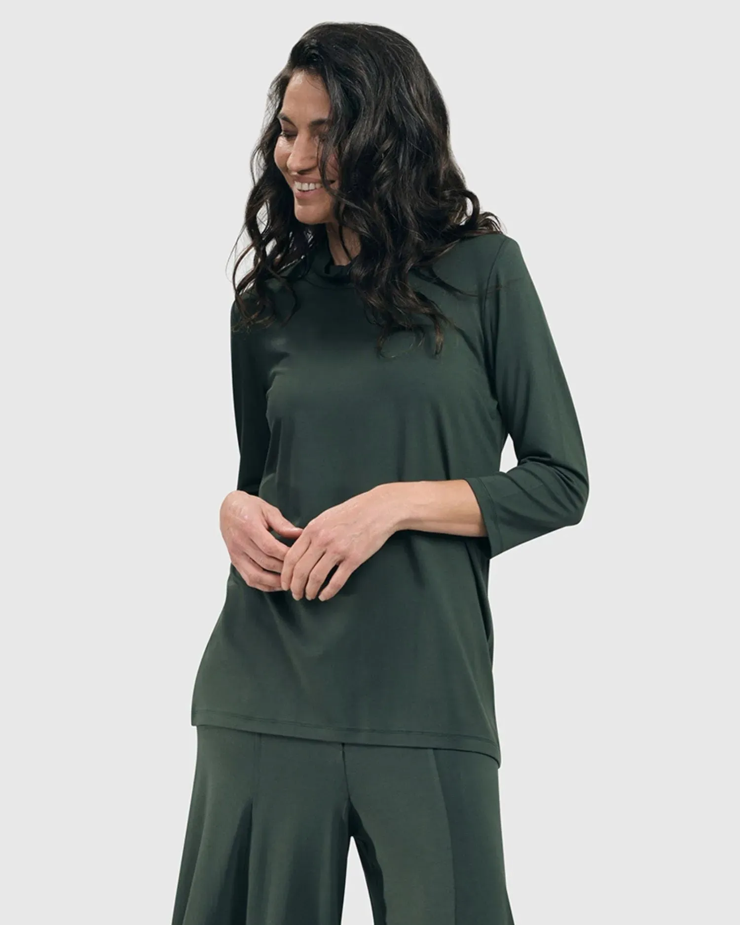 Essential Mockneck Top, Green