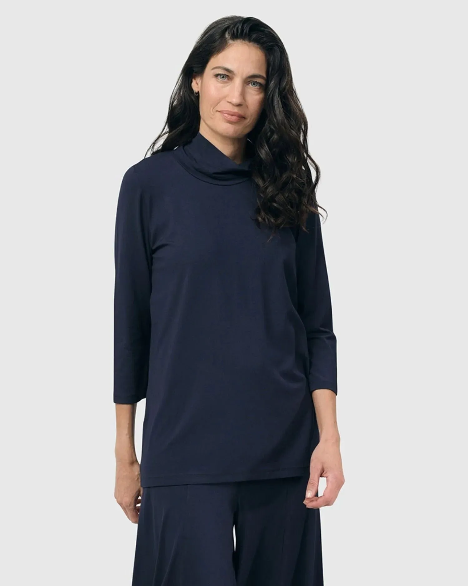 Essential Mockneck Top, Navy