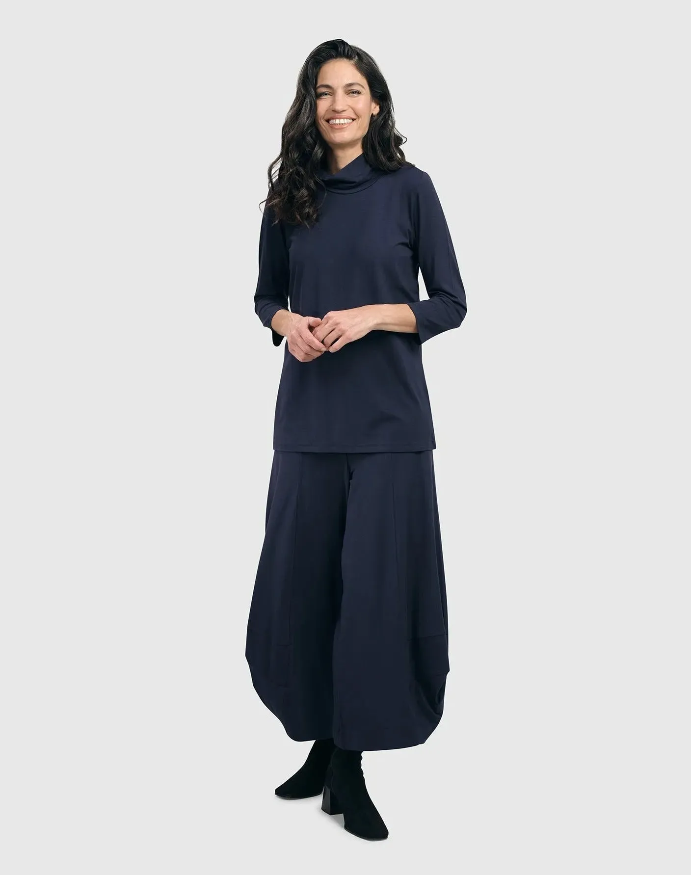 Essential Mockneck Top, Navy