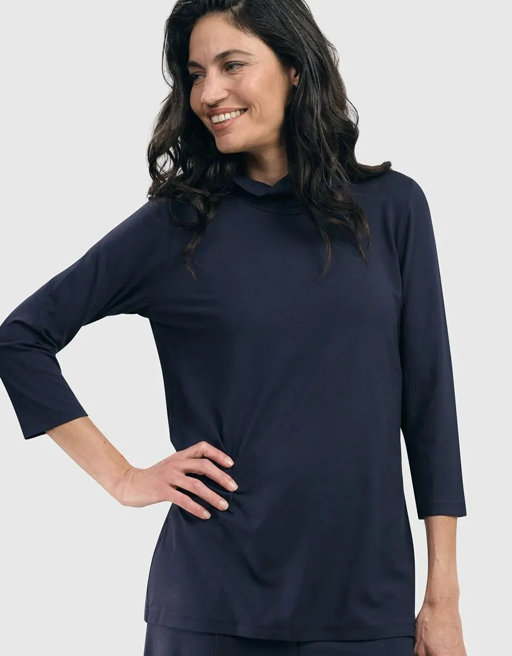 Essential Mockneck Top, Navy