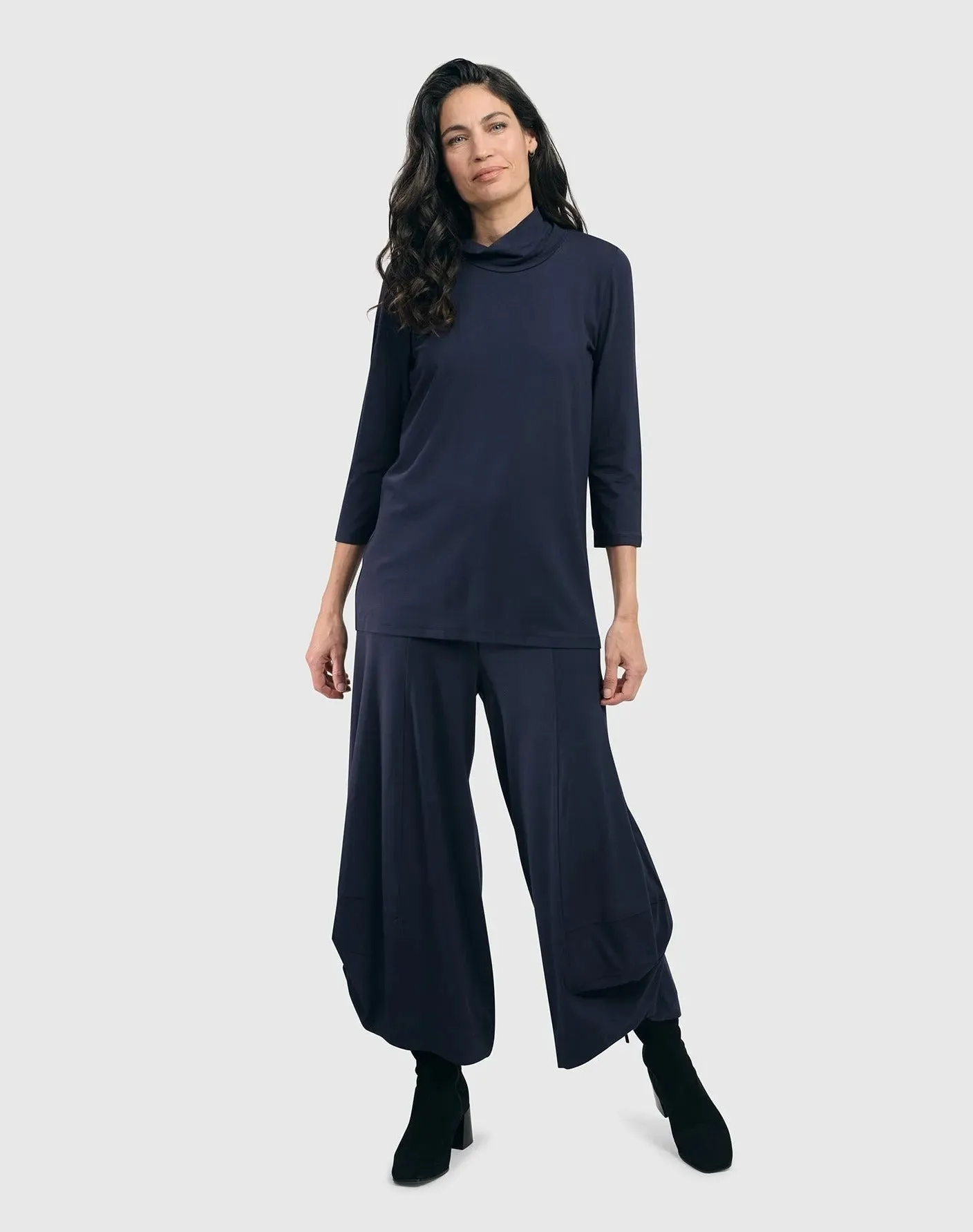 Essential Mockneck Top, Navy