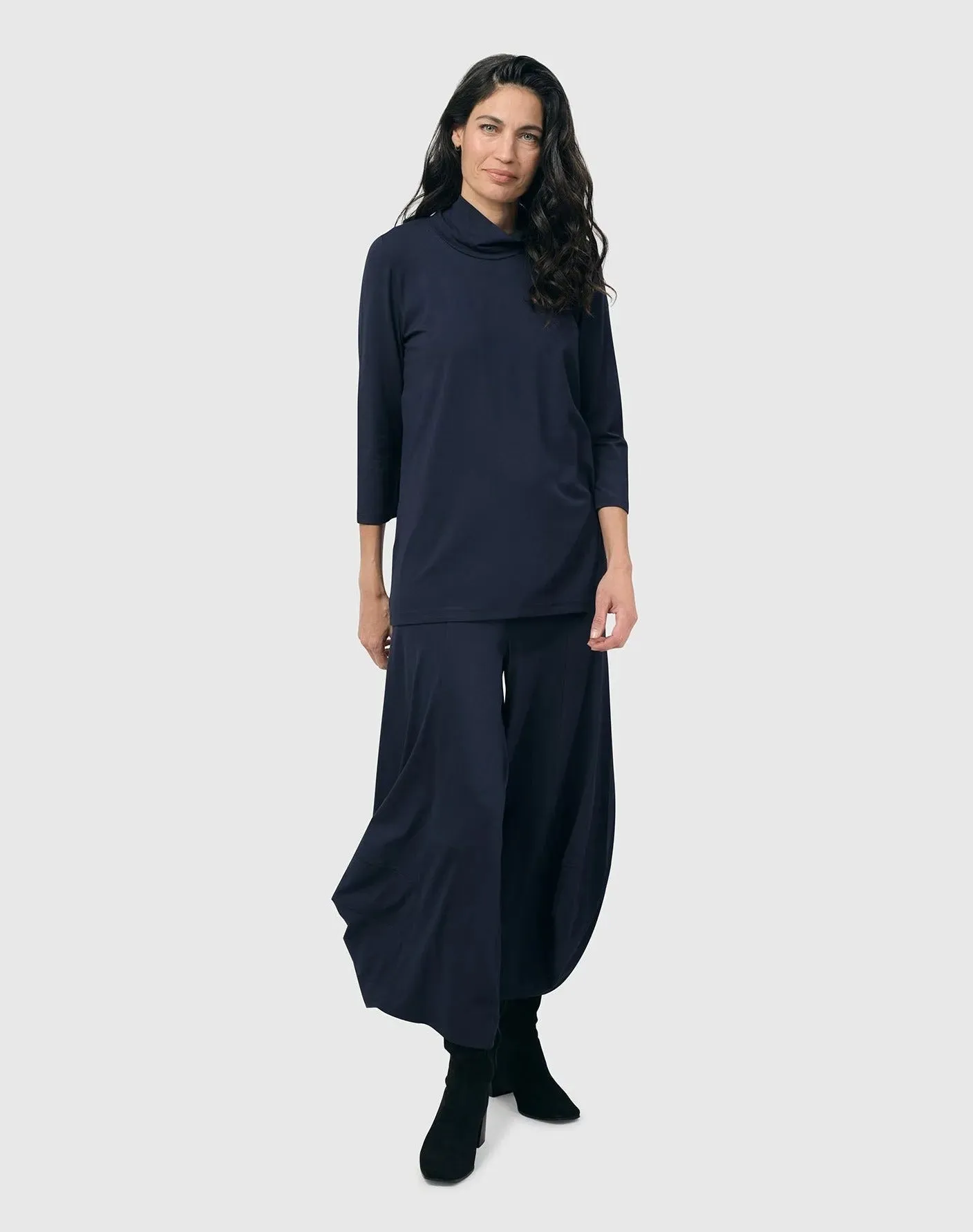 Essential Mockneck Top, Navy