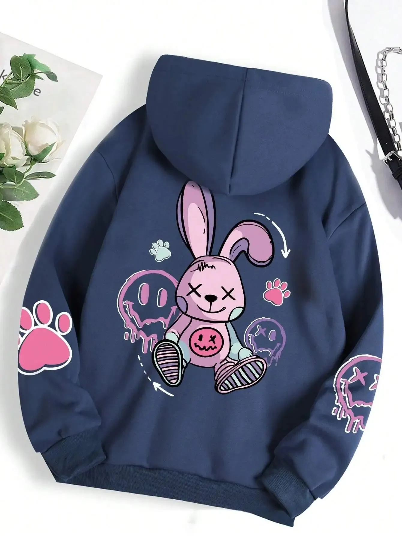 Female Hoodies Hip Hop Street Casual Printed Fashion Hoodie Oversize Loose New Sweatshirts Autumn Warm Fleece Clothing