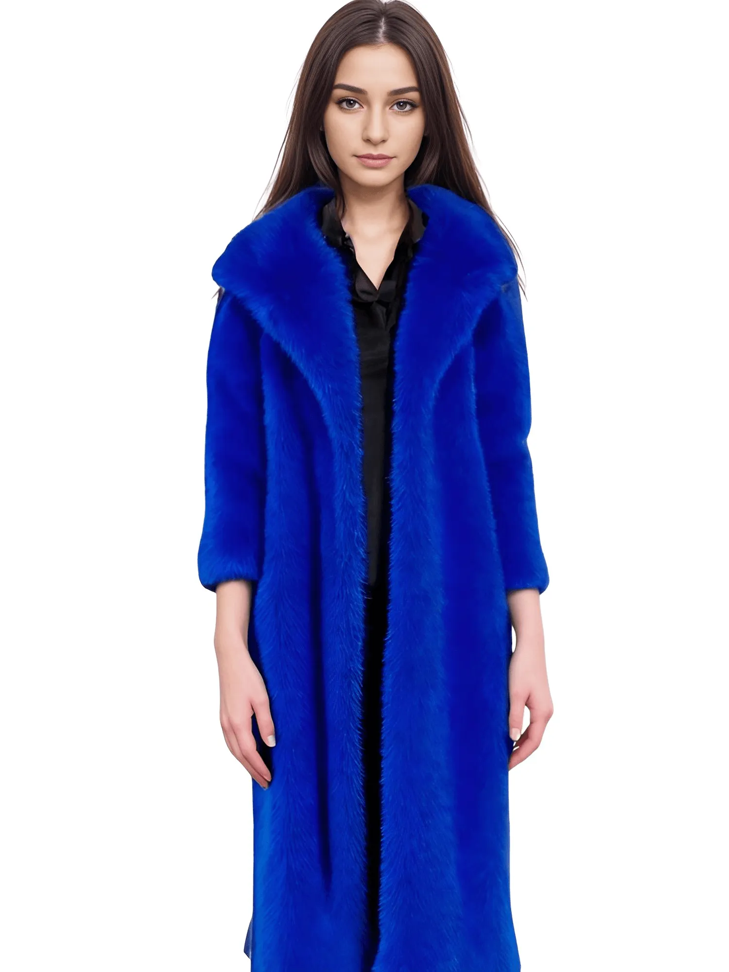 Fluffy Super Long Fur Coats Women's Jacket Winter Lapel Thick Faux Fur Coats Jacket for Women Outerwear