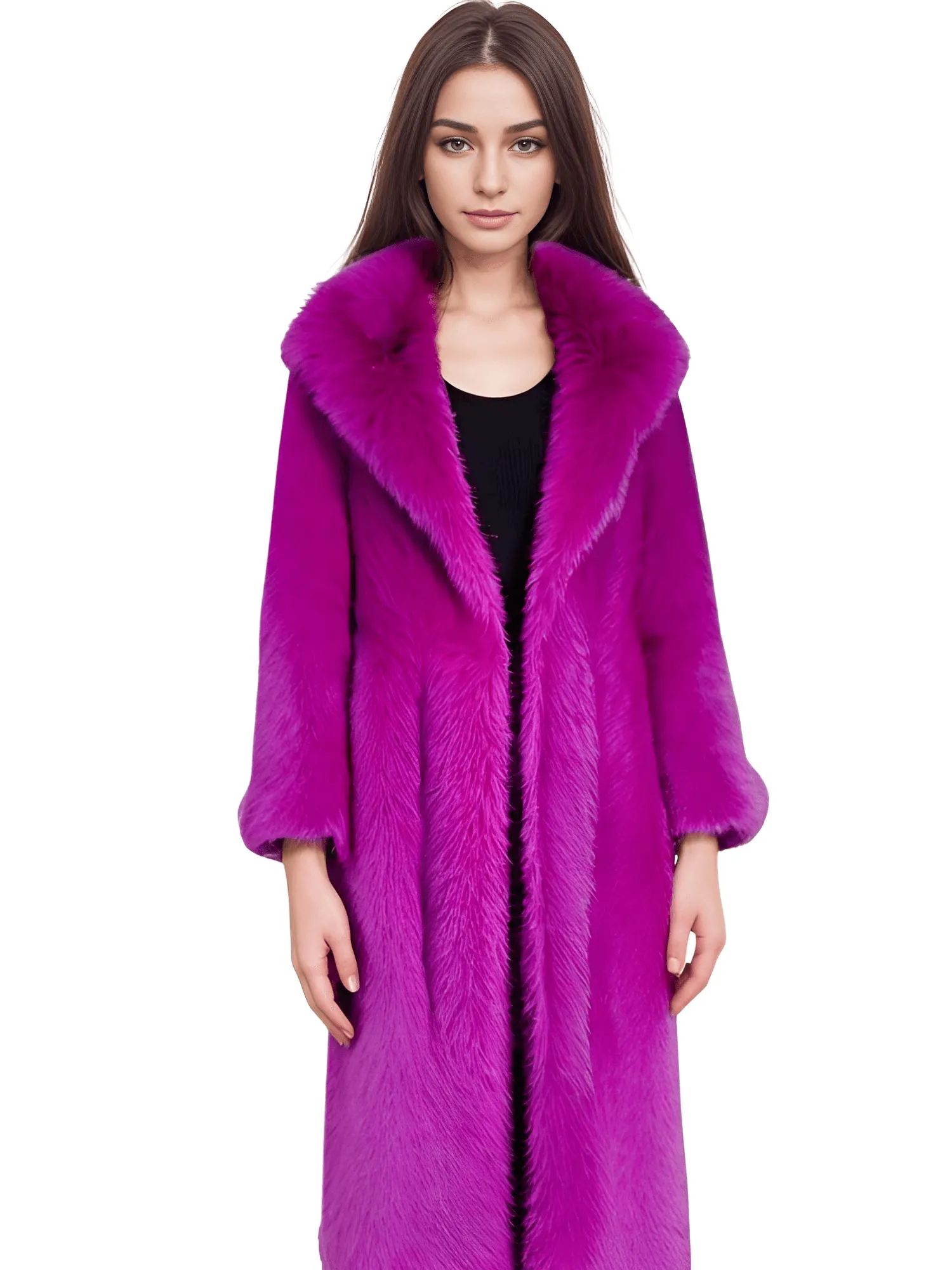 Fluffy Super Long Fur Coats Women's Jacket Winter Lapel Thick Faux Fur Coats Jacket for Women Outerwear
