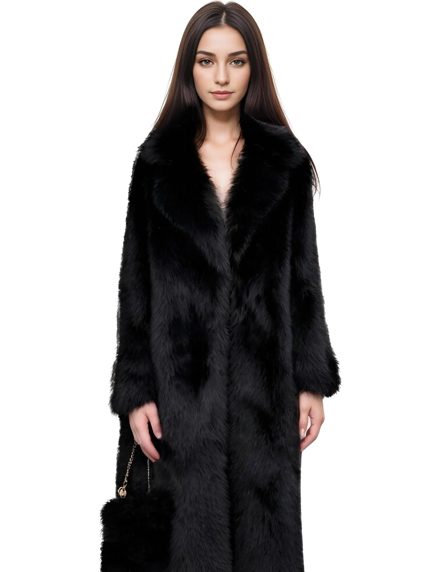Fluffy Super Long Fur Coats Women's Jacket Winter Lapel Thick Faux Fur Coats Jacket for Women Outerwear