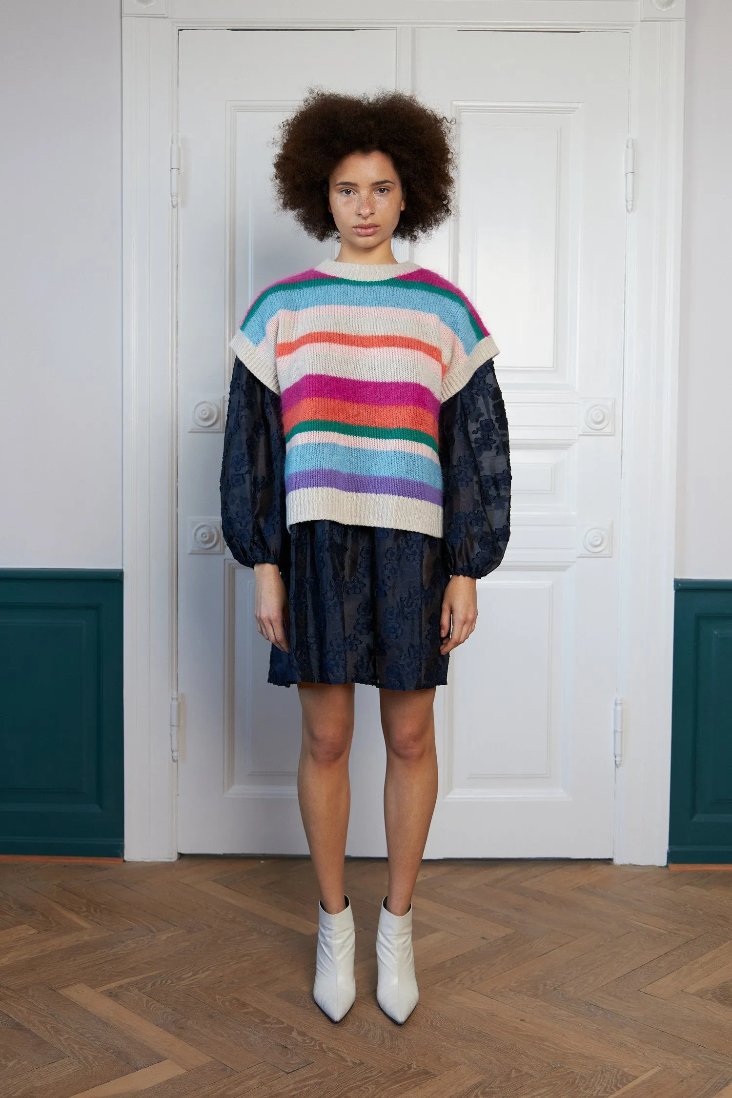 Knitted striped vest - Fresh Mix