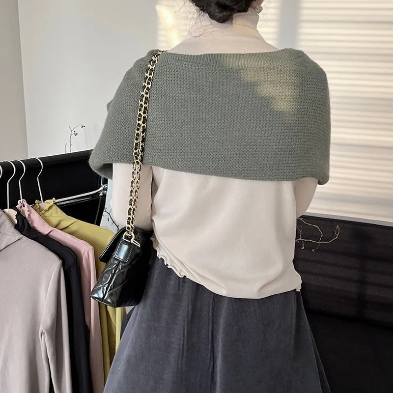 [Korean Style] Basic Slim Fit Solid Color Lettuce Edge Turtleneck Top