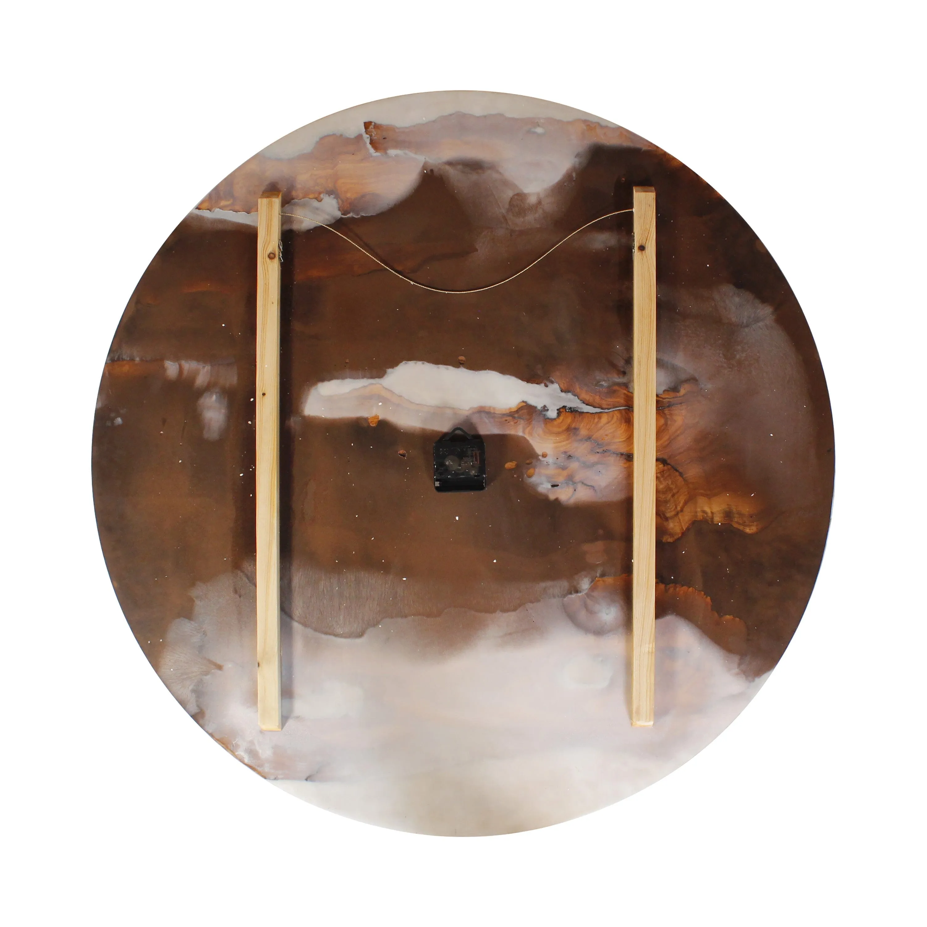 Large White Brown Resin Epoxy Wall Clock Live Edge Olive Wood 32 Inches