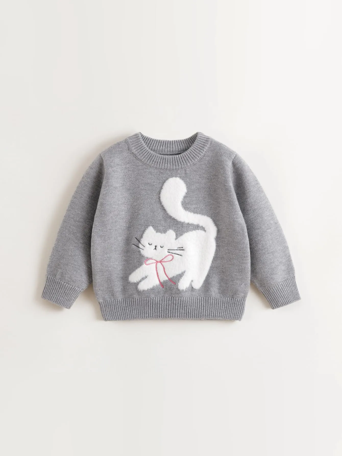 MARC & JANIE Girls Animal Jacquard Faux Camel Knit Sweater 241507
