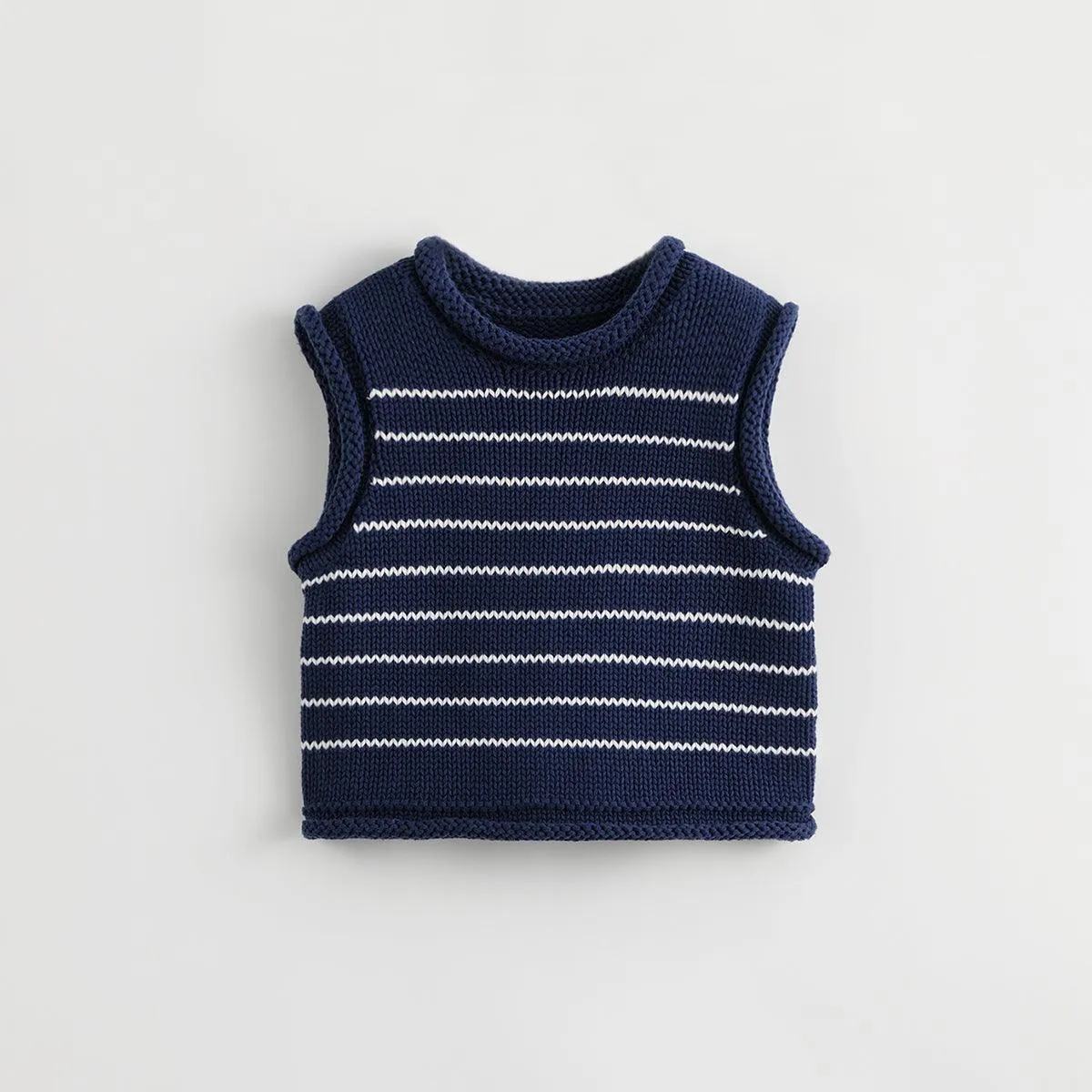 MARC & JANIE Girls Blue White Striped Knit Vest 541881