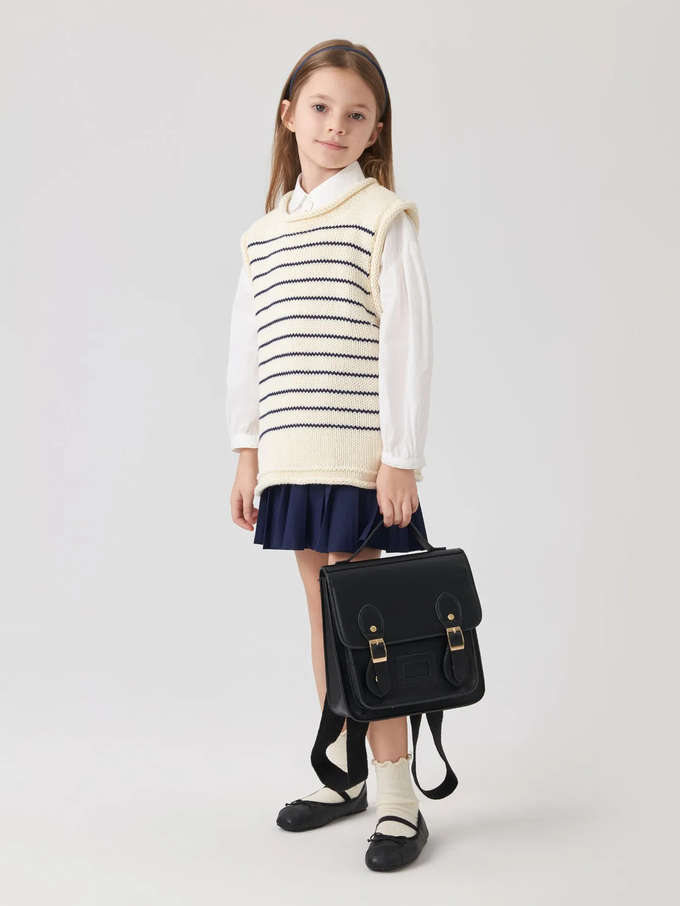 MARC & JANIE Girls Blue White Striped Knit Vest 541881