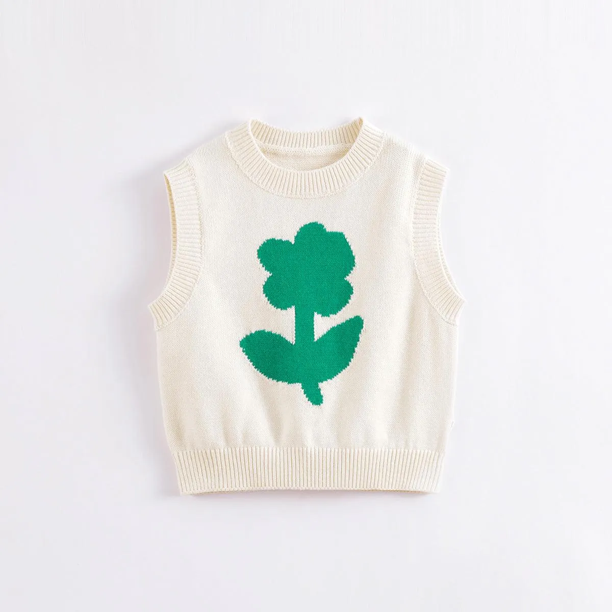 MARC & JANIE Girls Color Block Floral Crewneck Knit Vest 230123