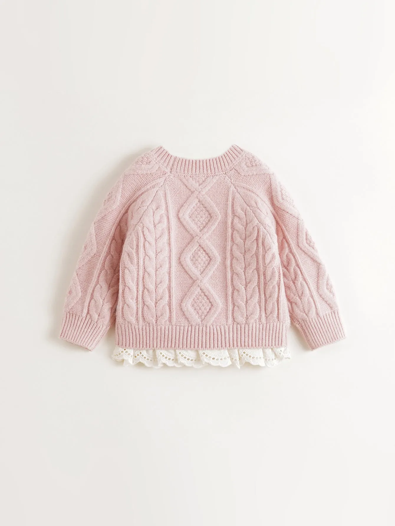 MARC & JANIE Girls Hollow Lace Patchwork Loose Knit Sweater 241052