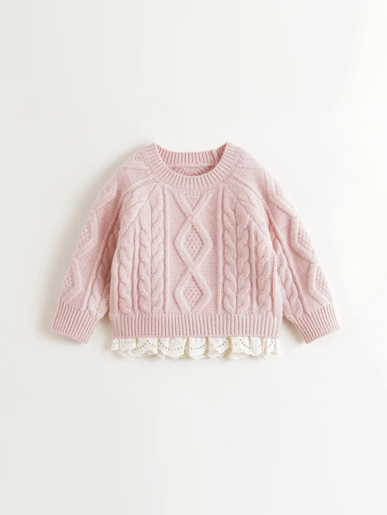 MARC & JANIE Girls Hollow Lace Patchwork Loose Knit Sweater 241052