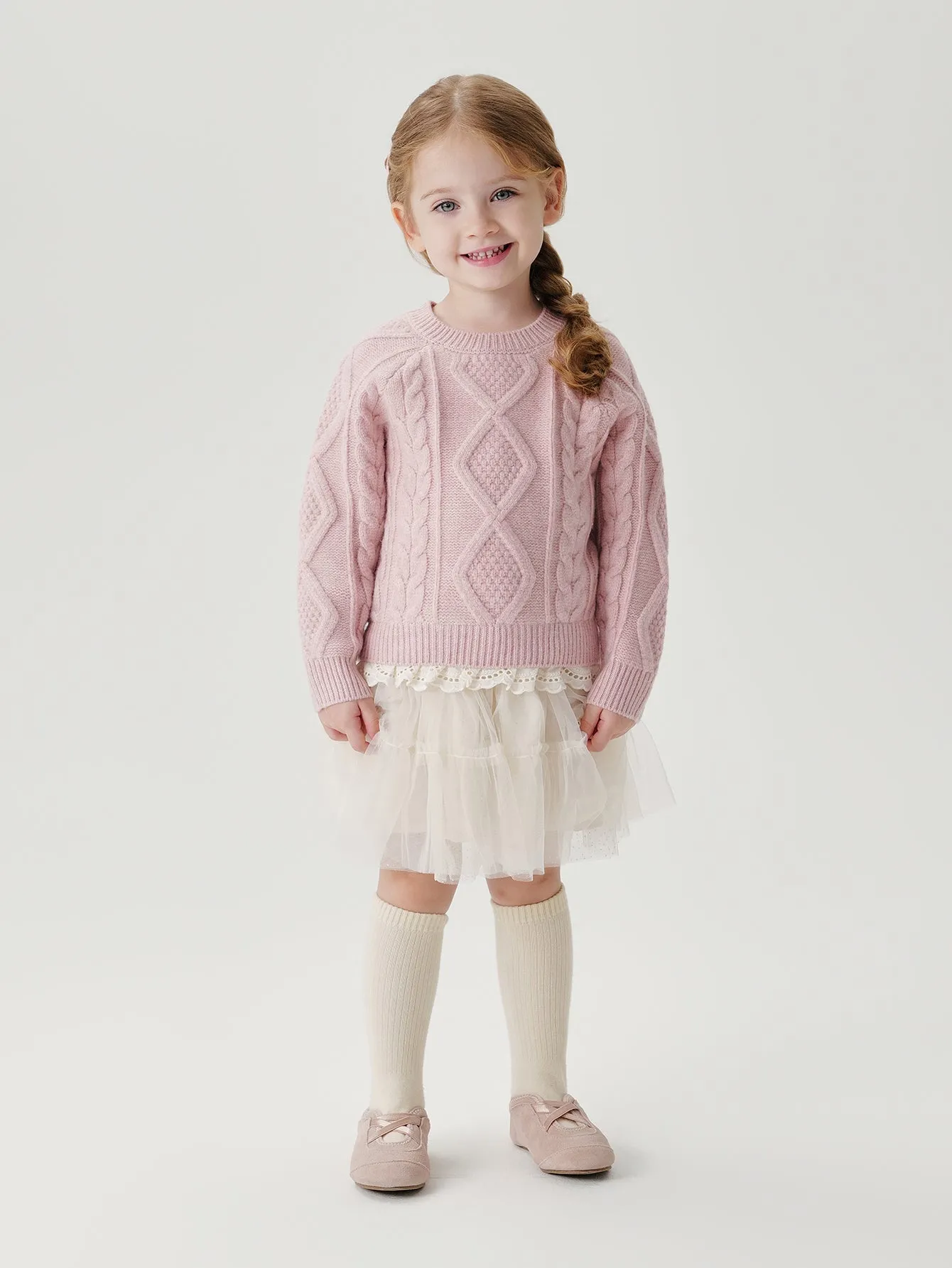 MARC & JANIE Girls Hollow Lace Patchwork Loose Knit Sweater 241052