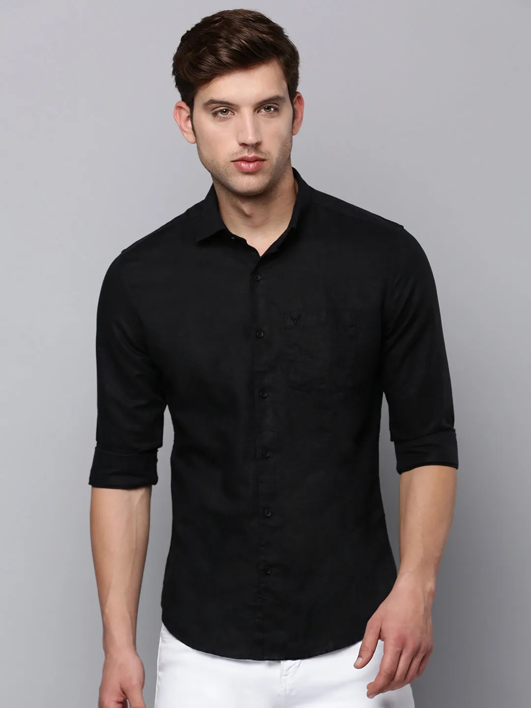 Men Black Solid Casual Shirt