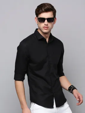 Men Black Solid Casual Shirt