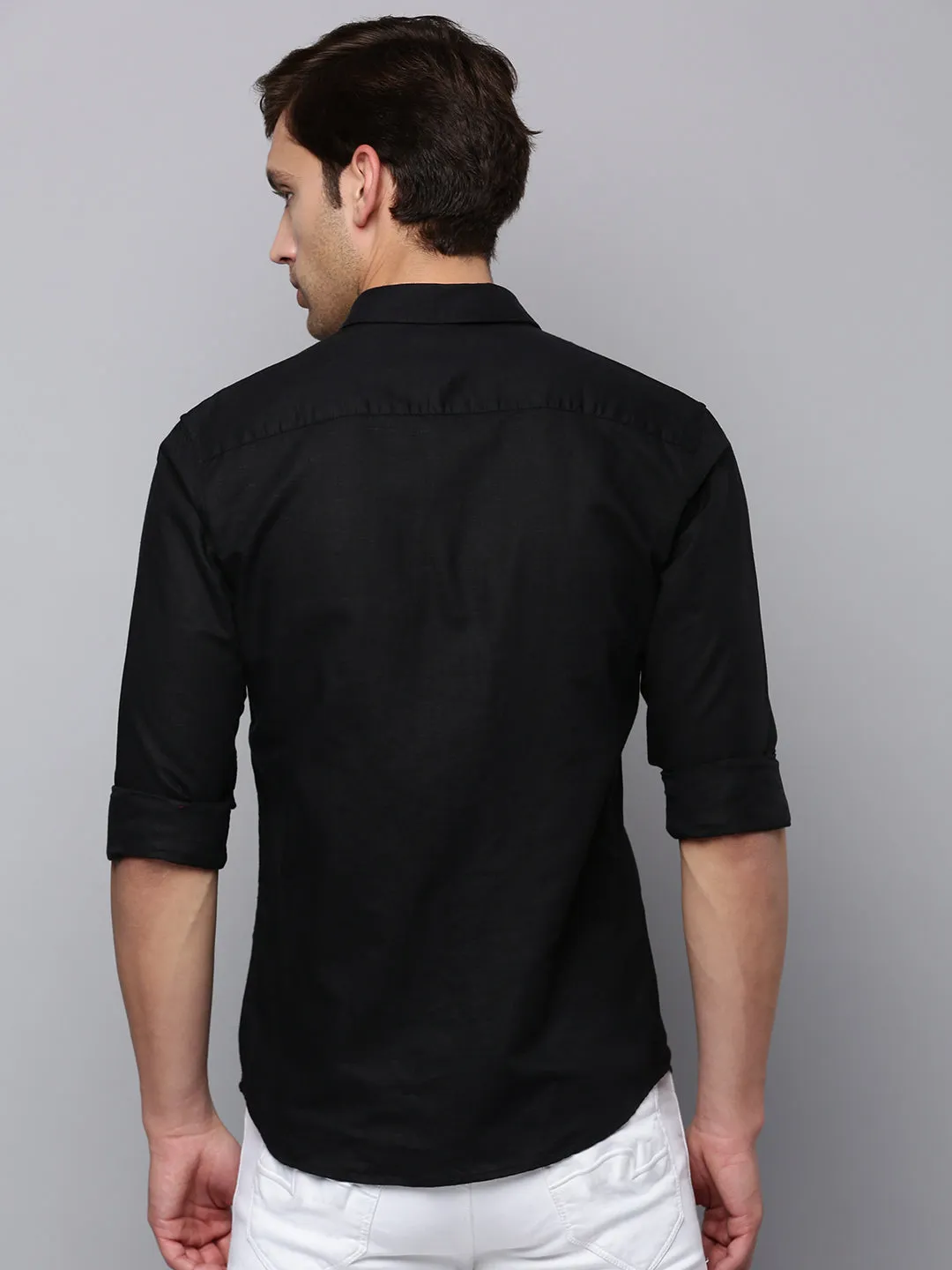 Men Black Solid Casual Shirt