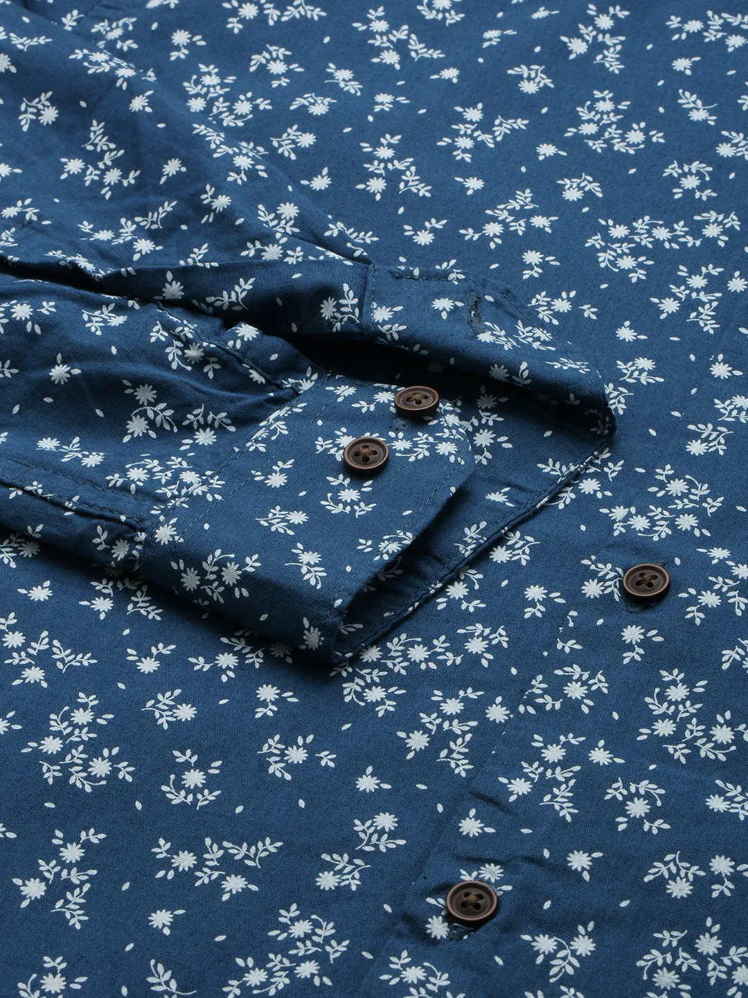 Men Blue Printed Casual Shirt