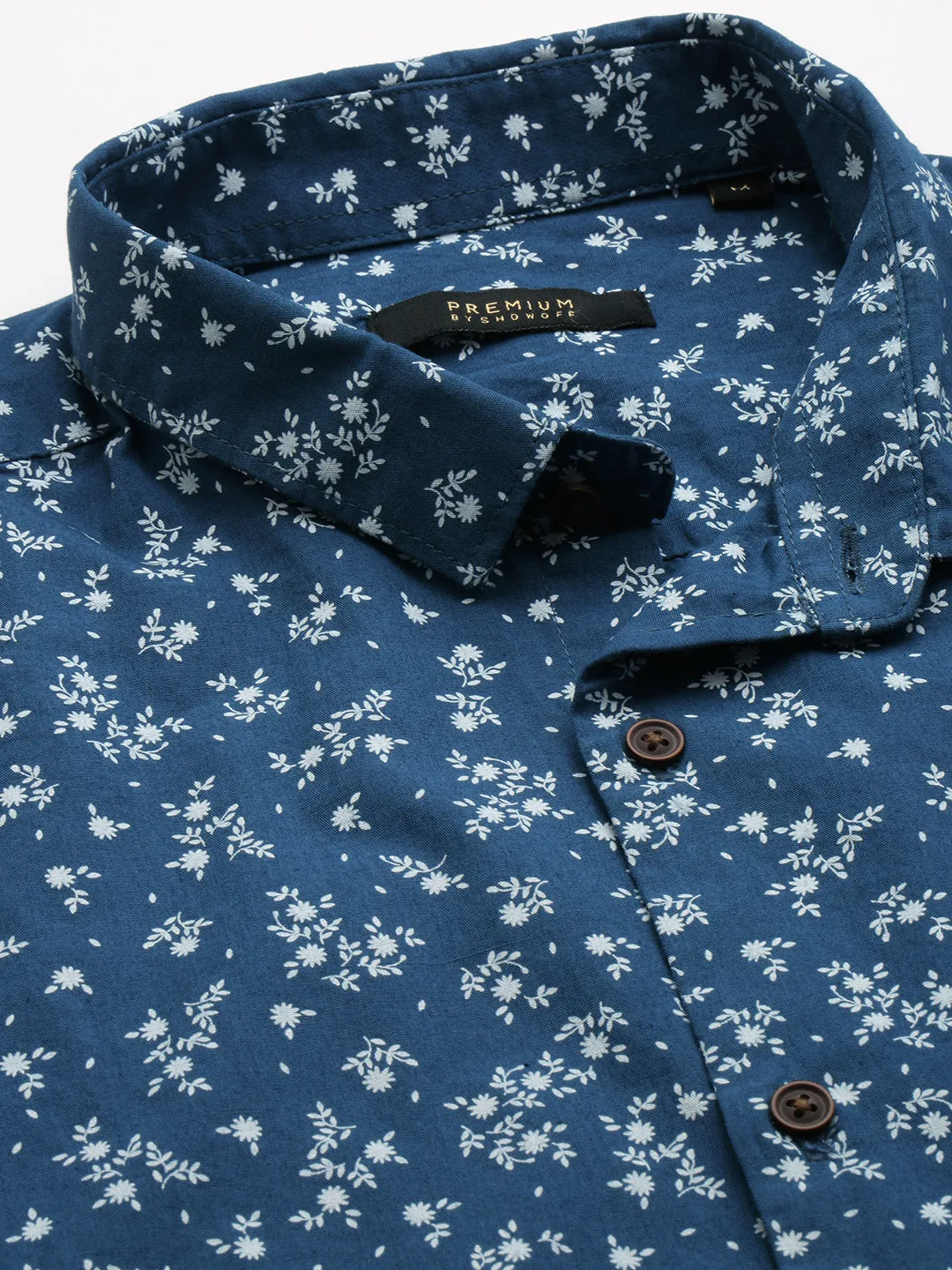 Men Blue Printed Casual Shirt