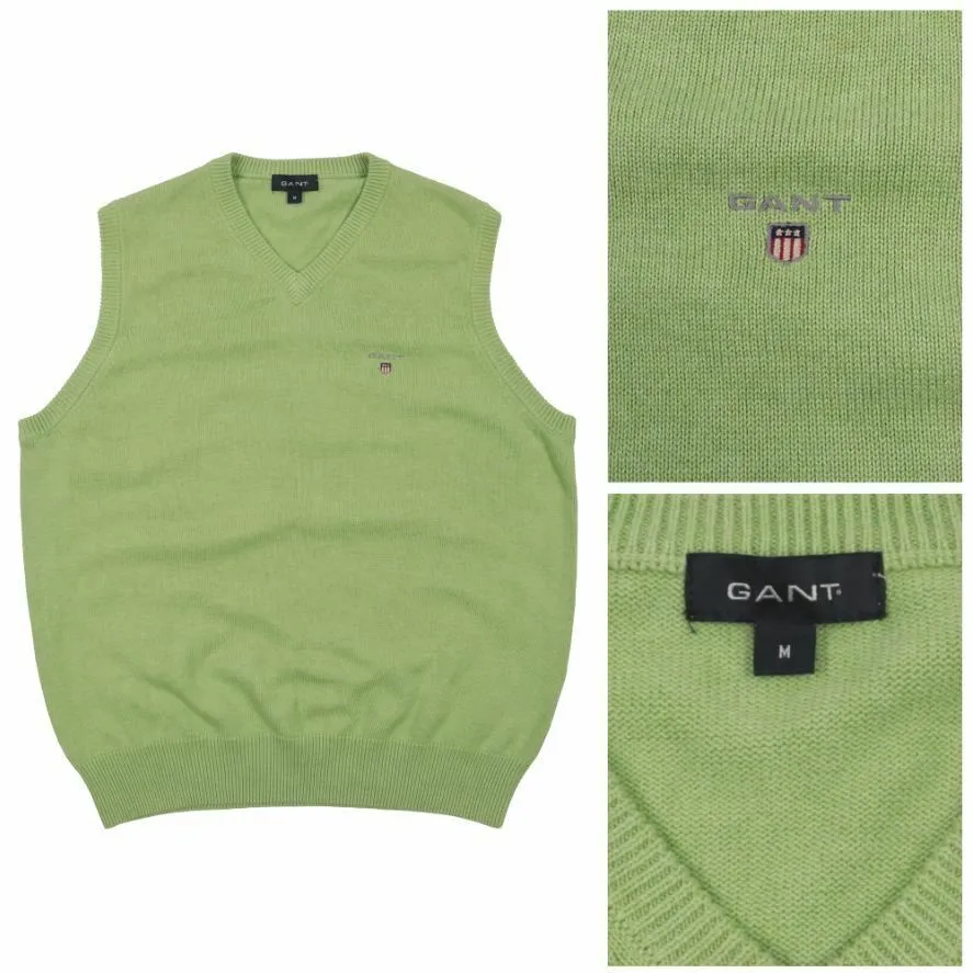 Men's GANT Green Cotton V Neck Jumper Vest Size M