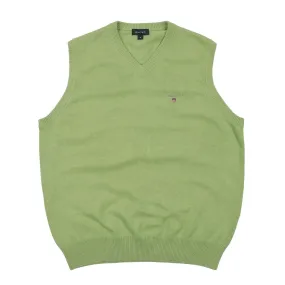 Men's GANT Green Cotton V Neck Jumper Vest Size M