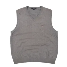 Men's GANT Grey Cotton V-Neck Jumper Vest Size L