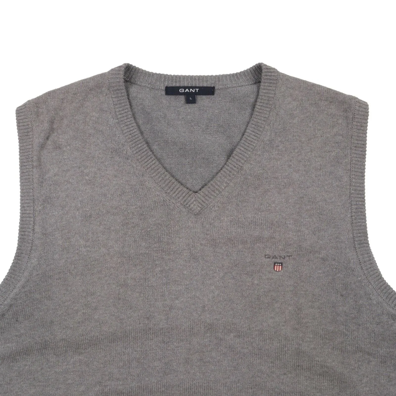 Men's GANT Grey Cotton V-Neck Jumper Vest Size L