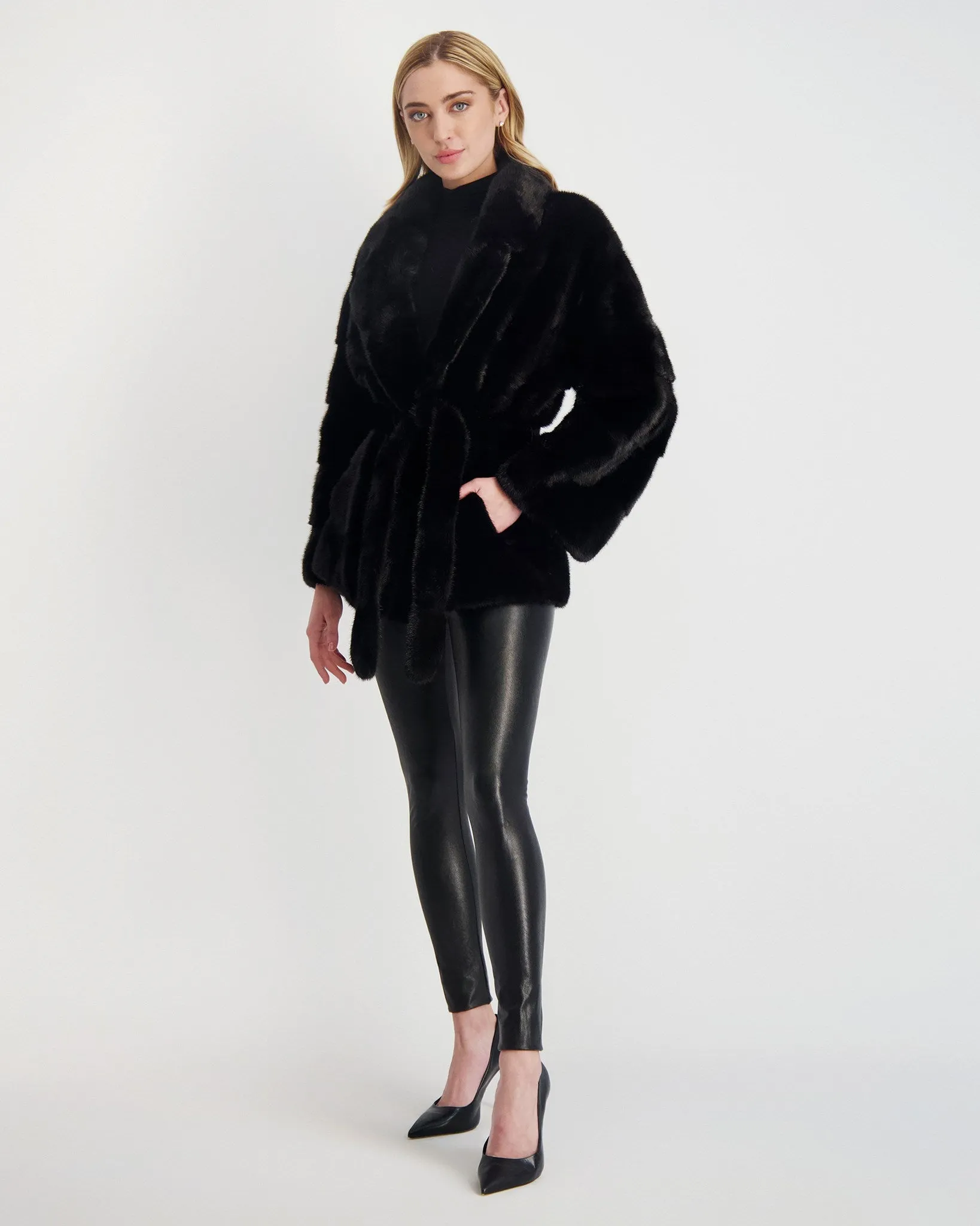 Mink Jacket with Leather Belt