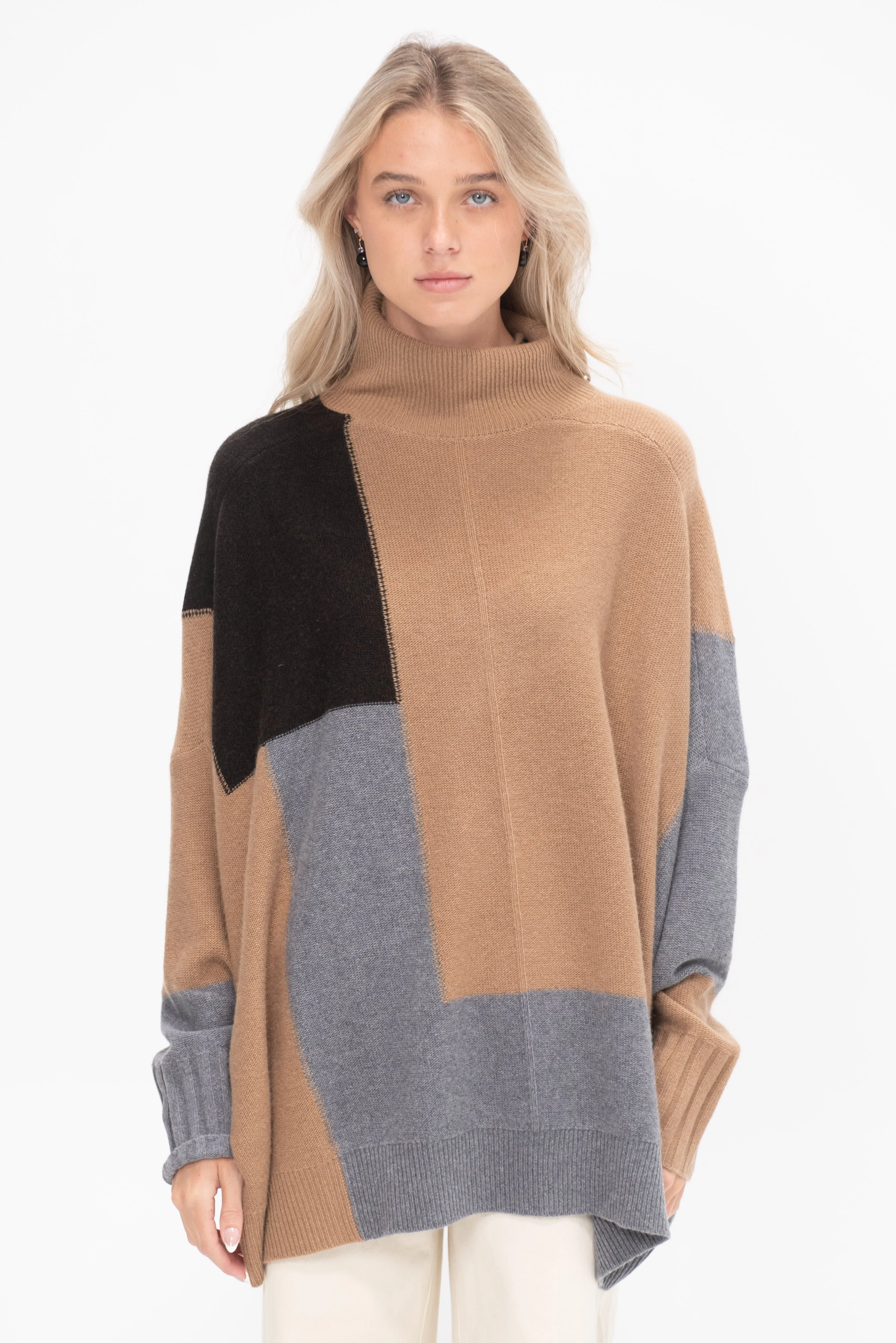 Oversized Turtleneck, Grey Combo