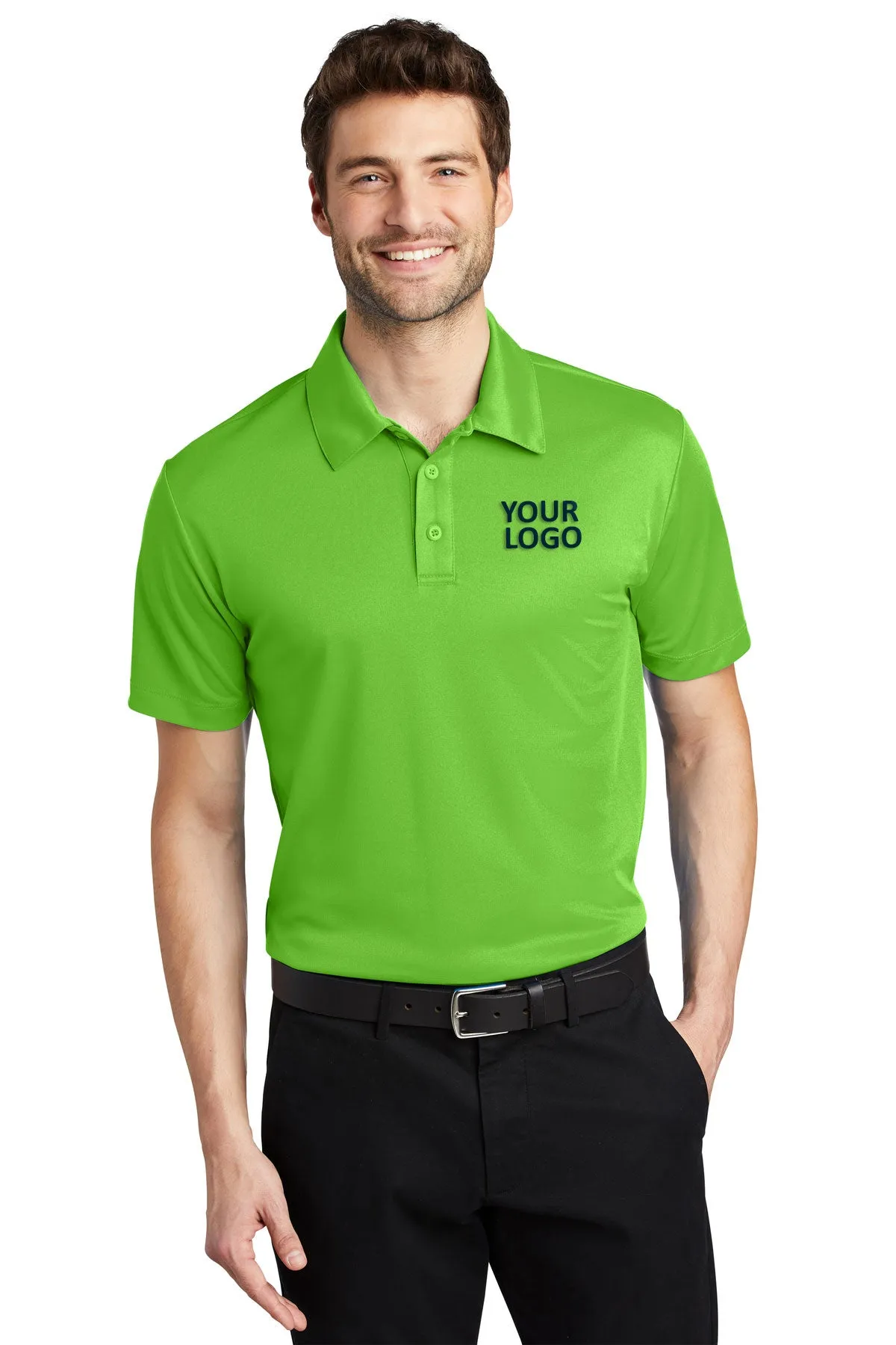 Port Authority Silk Touch Branded Performance Polos, Lime