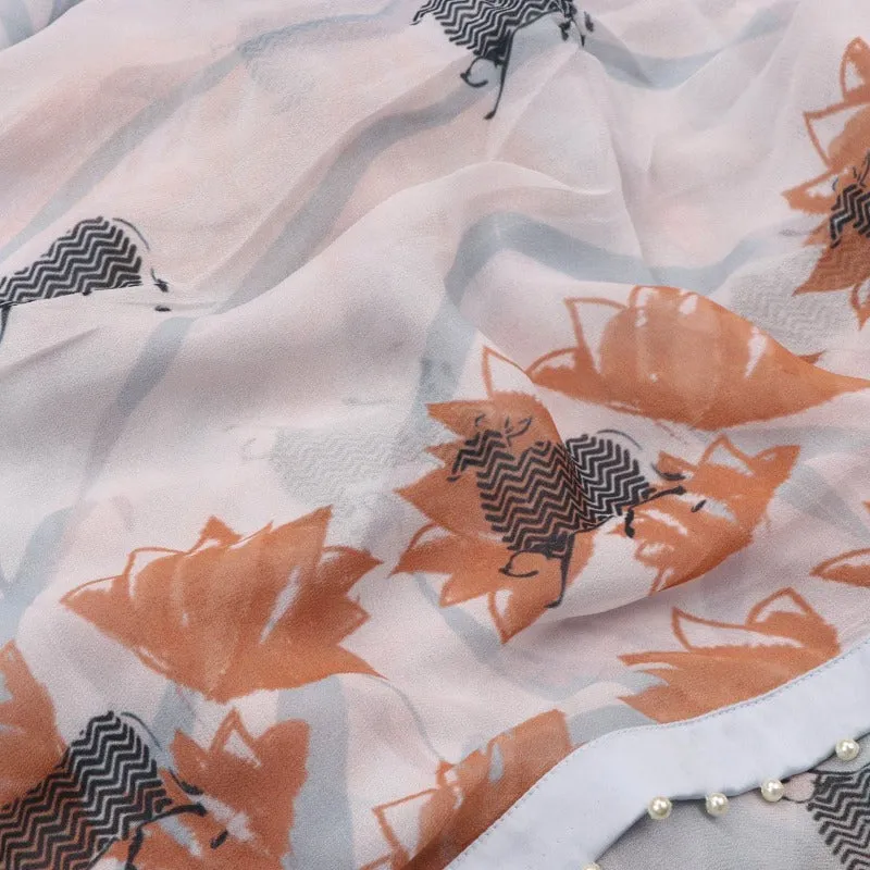 Powder Blue Digital Printed Saree