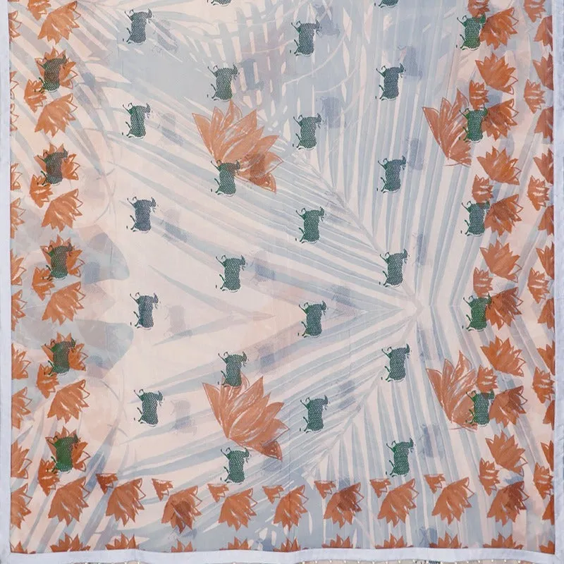 Powder Blue Digital Printed Saree