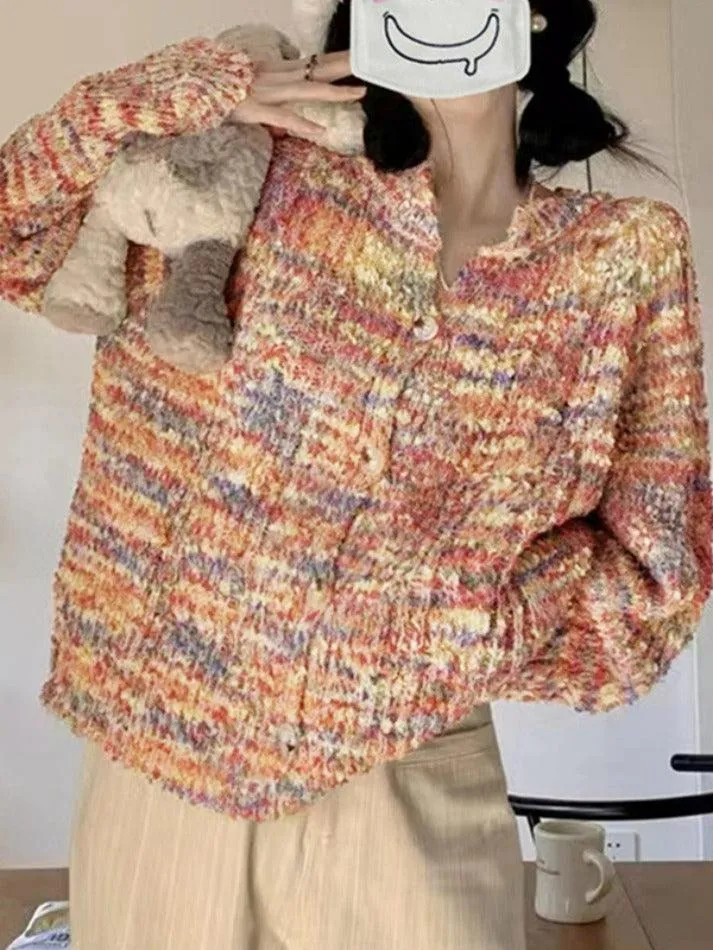 Rainbow Front Button Cardigan