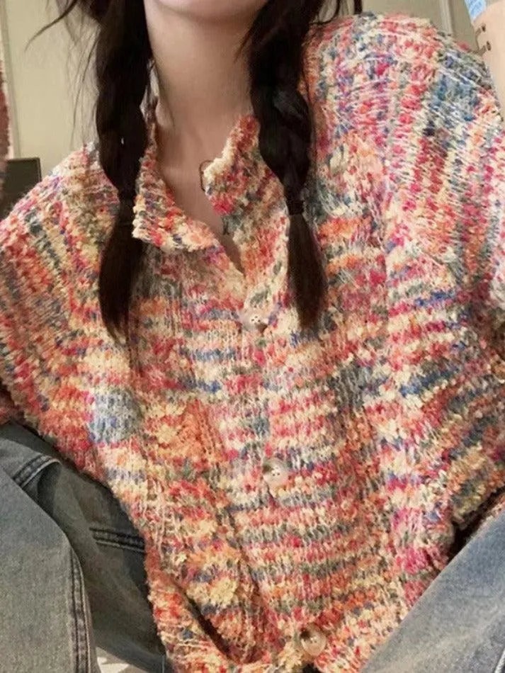 Rainbow Front Button Cardigan